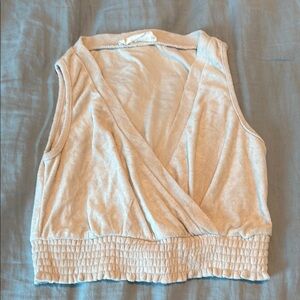 Cream Smocked Wrap Tank Top